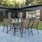 Flash Furniture 5PC Patio Set-55" Glass Table, 4 Brown Chairs TLH-089REC-303CBN4-GG - alternate 1